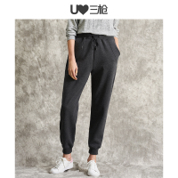 三枪家居裤女秋冬新品密绒加厚直筒系带宽松居家休闲运动女士长裤60860B9