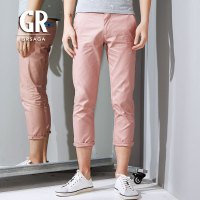 GRSAGA男装纯色红色系全棉时尚九分裤休闲九分长裤