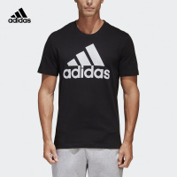 adidas阿迪达斯 运动型格 男子短袖T恤黑CD4864