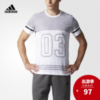 adidas 阿迪达斯 运动型格 男子 短袖T恤 白 CD1072