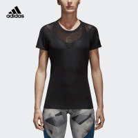 adidas 阿迪达斯 训练 女子 短袖体恤 黑 BQ0804