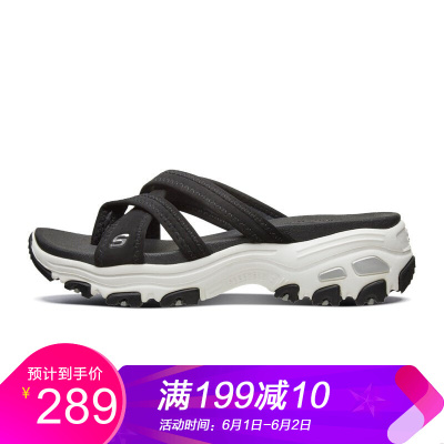 Skechers斯凯奇2019年夏女鞋厚底增高熊猫凉鞋夹趾凉拖 31521