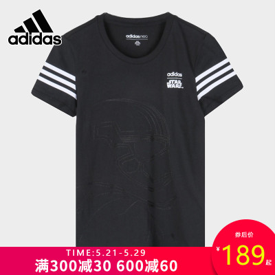 Adidas阿迪达斯短袖T恤女装2019夏新款圆领休闲运动服体恤DW8233