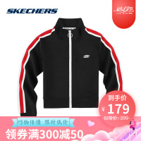 Skechers斯凯奇女子新款针织外套 时尚短款休闲外套 SDAWS19B018 深黑色/TBLK