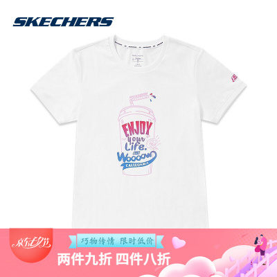 Skechers斯凯奇情侣装字母图案印花圆领短袖T恤衫SMLC219W005