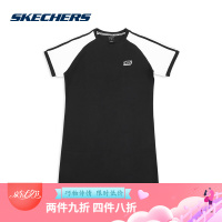 Skechers斯凯奇女子新款针织连衣裙 简约休闲运动裙 SMAWS19D524 乌黑色/BLAK