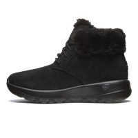 Skechers斯凯奇女鞋新款反毛皮高帮保暖绒毛滑雪靴雪地靴休闲鞋 15506-BBK