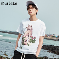 Gurbaks潮流印花短袖T恤男装2018夏季新款打底衫韩版宽松上衣