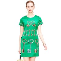 CYJ050LV个性钥匙印花桑蚕丝连衣裙