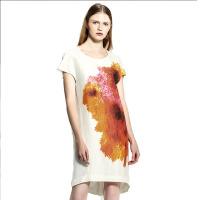 CAT035BB清新印花休闲宽松版连衣裙