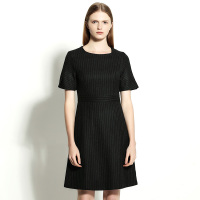 Cendile简约大方圆领全羊毛连衣裙