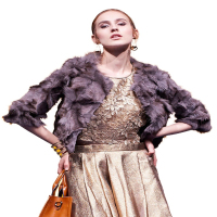 CDN007SH优雅淑女常规款狐狸毛外套