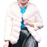 CDN009NB气质狐狸毛领中长款兔毛外套