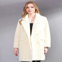 CXC096MB女款实用双口袋设计翻领加厚长款羊毛大衣