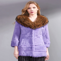 CQZ186XZ气质百搭中长款兔毛皮草外套