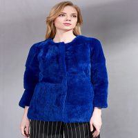 CXC095BL经典圆领獭兔毛皮草外套