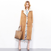 CZG119KQ时尚保暖长款麂皮绒羊毛皮草外套