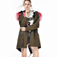 TKG003JL休闲貉子毛领狐狸毛内胆派克服