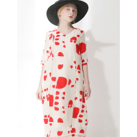 CFB002BS个性几何图案亚麻连衣裙