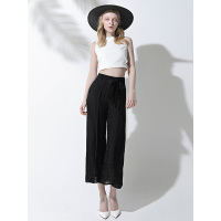 CTT004HE别致渐变方格图案阔腿裤