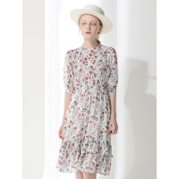 CVE001BS清新小碎花图案收腰显瘦款连衣裙