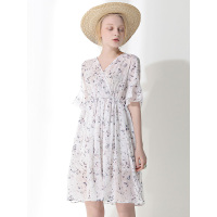 CVE009BS清新碎花款收腰显瘦连衣裙