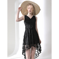 CZG269HE气质修身腰带款不规则裙摆连衣裙