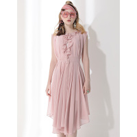 CZG272FS简约淑女风收腰显瘦不规则下摆连衣裙