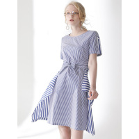 CZN001LA个性条纹动感裙摆设计纯棉连衣裙
