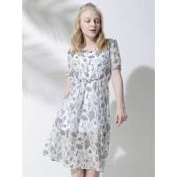 CZN002HK舒适简笔画图案吊带连衣裙两件套