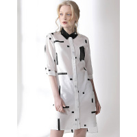 CZN006BS简约文艺风撞色款衬衫裙