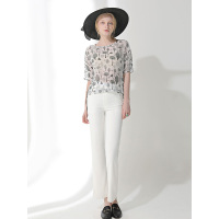 CZN013HK时尚简笔画抽绳装饰圆领T恤