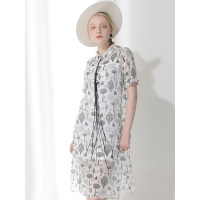 CZN015HK轻盈文艺风抽绳设计吊带衬衫裙两件套