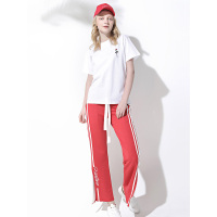 CZY008BS雅致玫瑰绣花百搭款纯棉T恤