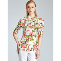 TYJ337BS复古印花真丝女衬衫