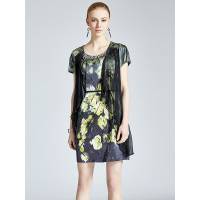 TYJ412ML复古休闲真丝连衣裙