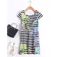 TZI607HK条纹印花时尚休闲连衣裙