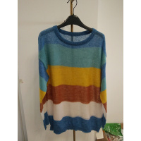 2018新品条纹圆领宽松毛衣针织衫