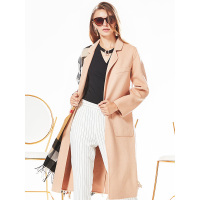 CDN108TS简约一粒扣双口袋设计中长款全羊毛呢大衣