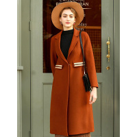 CLK002JC时尚条纹修饰OL风暗扣设计100%羊毛（进口澳毛）大衣