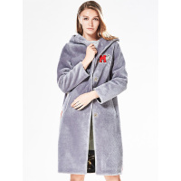 CQY069SH运动休闲字母贴布连帽中长款羊毛外套