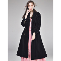 CXC101HE经典商务优雅淑女风双排扣加厚中长款羊剪绒羊毛外套