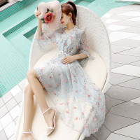 套头连衣裙七分袖长裙甜美街头潮流气质修身显瘦2018年夏季