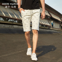 迪尔马奇夏季新品男士经典波点男装短裤浅色薄款五分裤M19572