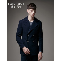 迪尔马奇秋冬新品外套英伦翻领双排扣修身男毛呢大衣M15503