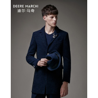 迪尔马奇秋冬新品外套个性蕾丝拼接修身男羊毛呢大衣M15529