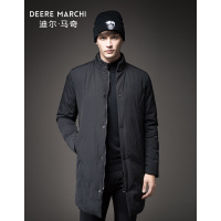 迪尔马奇冬季新款男装棉衣韩版修身外套中长款纯色棉服M12623黑色