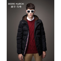 迪尔马奇冬季新品棉服连帽羊羔绒暗门襟中长款男棉衣M12580