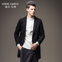 迪尔马奇秋冬季新款男士休闲呢大衣个性印花男风衣外套M15567