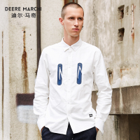 迪尔马奇男装长袖衬衫青年男款衬衣白色百搭时尚春秋休闲式M06749